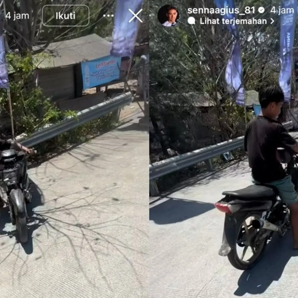 Photo: SuaraGarut.ID Senna Agius posts video of children revving moped in Mandalika